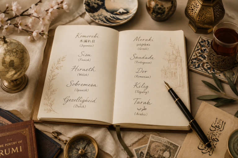 Beautiful words from around the world represented through elegant cultural details