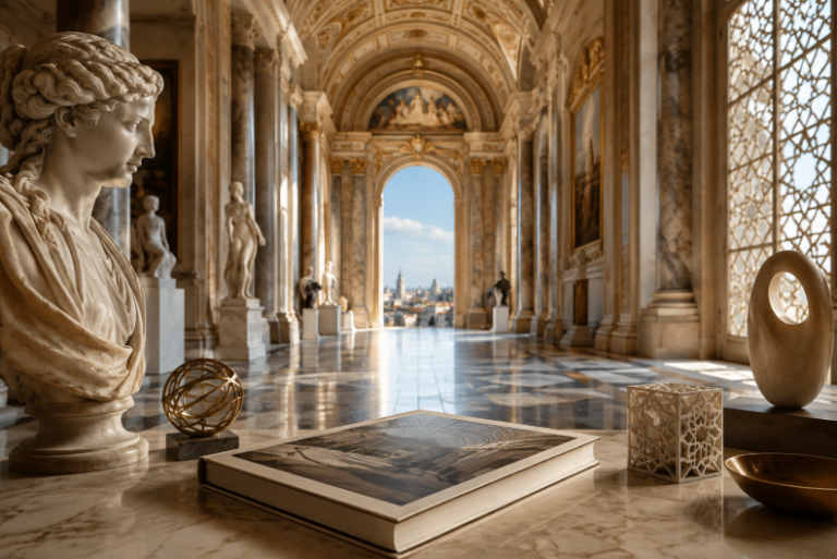 Elegant collage of beautiful museums around the world